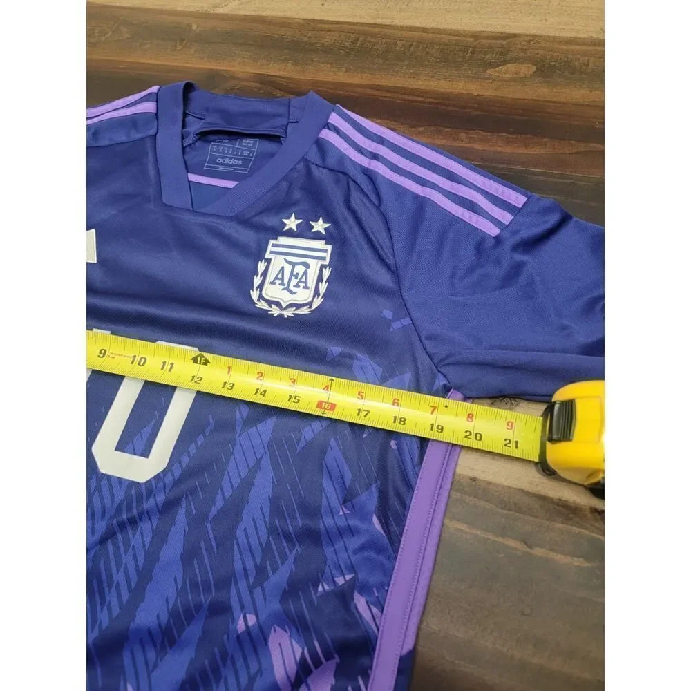 Official Adidas Argentina Away Soccer Jersey 2022 Messi 10 WC Champion Size S